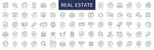 Real Estate Thin Line Icons. Real Estate Symbols Set. House, Home, Realtor, Agent, Plan Editable Stroke Icon. Real Estate Icons Collection. House Line Icons. Vector Illustration