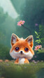 © AI Visual Design - Adorable baby fox character design. cute fox cartoon.