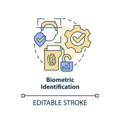 Wall Mural - Biometric identification concept icon. Digital wallet. Secure online banking feature abstract idea thin line illustration. Isolated outline drawing. Editable stroke. Arial, Myriad Pro-Bold fonts used