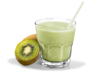 Sticker - Healthy green smoothie in glass on background