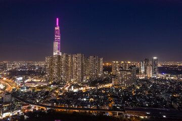 Wall Mural - image aerial view of Landmark 81 is a super-tall skyscraper currently under construction in Ho Chi Minh City, Vietnam. It is the tallest building in Vietnam