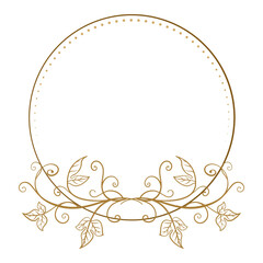 Wall Mural - Vector round dotted frame. Ivy leaves and stems decoration.