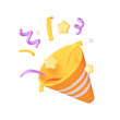 © Kari_designer - Yellow Party Popper Emoji icon with confetti. illustration of 3d rendering.