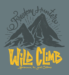 wild climb graphic print design for t shirt and others.