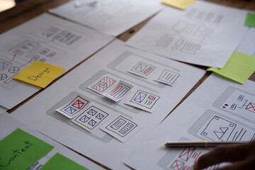 ux graphic designer creative sketch planning application process development prototype wireframe for