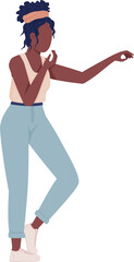 Wall Mural - Young lady in casual wear semi flat color raster character. Standing figure. Full body person on white. Happy and fun simple cartoon style illustration for web graphic design and animation