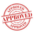 © musomo - Approved, round vector icon, grunge design . Approved stamp label. Approved vintage icon. Approved vector distressed icon.