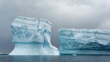 Beautiful View Of The Icebergs In The Ocean,  Antarctica