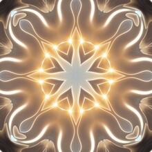 Light Engraving Pattern Sparkling Kaleidoscope Style Dome Art Theme From Arabic, Egyptian And Turkish. Digital Art Concept With Watercolor Colors. Can Be Used For Art Collectors, Websites, Etc