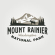 mount rainier vintage logo vector illustration design, adventure travel logo design