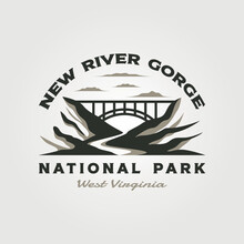 New River Gorge Travel Logo Design With Bridge Vector Symbol Illustration Design