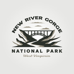 Wall Mural - new river gorge travel logo design with bridge vector symbol illustration design