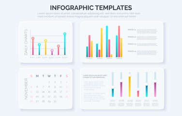 Wall Mural - Chart graph statistic templates for business plan, presentation, page design. Simply editable Infographics elements. Vector illustration