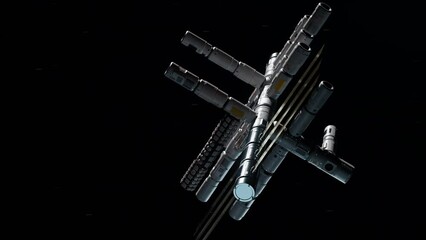 Wall Mural - a modern space station in orbit of the earth. the concept of exploring the world and modern technolo