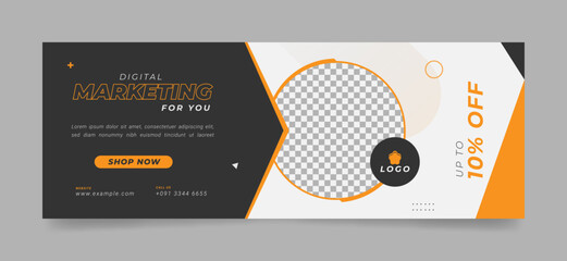 Wall Mural - marketing facebook cover page timeline web ad banner template with photo place. modern and creative 
