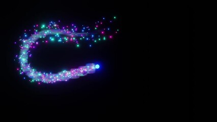 Wall Mural - 3d animation of magical shooting star with smoke and glowing particles