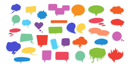 Canvas Print - flat colorful speech and thinking bubbles in all kinds of shapes. vector illustration set to put you