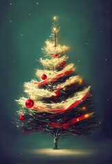 illustration of beautiful christmas tree for a christmas greetings card or an instagram story backgr