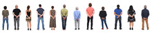 Line Of Large Group Of People With Arms Crossed On Back On White Background