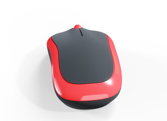 Single red computer mouse. 3D render isolated on white background