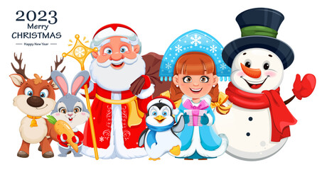 Poster - Cute cartoon characters for Christmas and New year