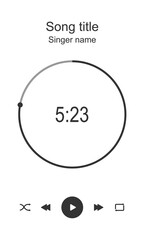 Wall Mural - Audioplayer interface with round loading bar, timer, shuffle, rewind, fast forward, play and repeat buttons. Music player playback layout. Song, podcast, stream, radio listening. Vector illustration