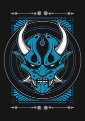 Wall Mural - Oni Demon Mask Vector