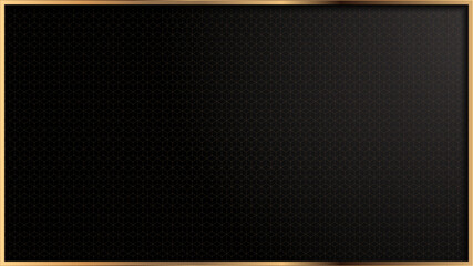Wall Mural - gold picture frame, black grid pattern luxury background, image abstract, overlap layer shadow gradients space composition, for banner, template design