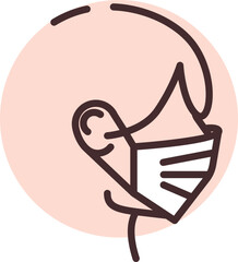 Sticker - Mask allergy, icon, vector on white background.