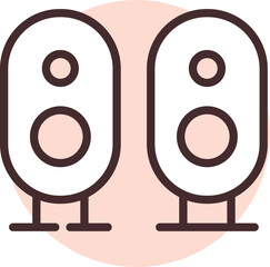 Poster - Electronics dynamic speakers, icon, vector on white background.