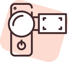 Poster - Electronics video camera, icon, vector on white background.