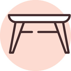 Canvas Print - Furniture table, icon, vector on white background.