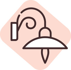 Sticker - Light outdoor lamp, icon, vector on white background.