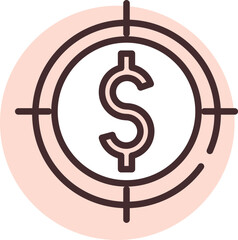 Wall Mural - Coin target, icon, vector on white background.