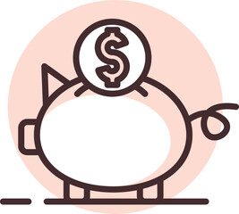 Sticker - Money savings, icon, vector on white background.