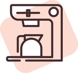 Sticker - Home supplies coffee maker, icon, vector on white background.