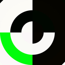Green Black Round Lines, Abstract Background