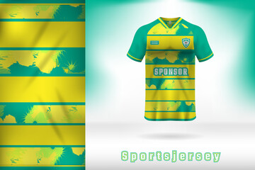 Canvas Print - Natural yellow green color sports jersey template design