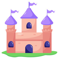 Sticker - An eye catchy flat icon of castle structure 