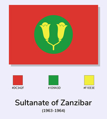 Wall Mural - Vector Illustration of Sultanate of Zanzibar (1963-1964) flag isolated on light blue background. As close as possible to the original. ready to use, easy to edit.