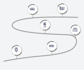 Wall Mural - infographic element with computer and data outline icons. included adapter, rom, computer tower, job opportunities, dvi, ram memory vector.