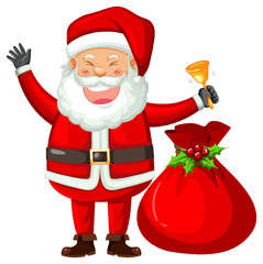 Wall Mural - Happy Santa Claus with gift bag