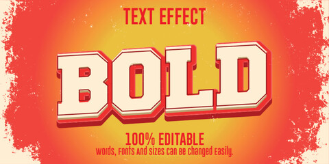 3d bold text effect. Editable vintage retro text effect in illustrator