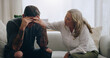 © Jordi P D/peopleimages.com - Psychologist, support or mental health man in therapy consultation, trust and help with depression. Anxiety, stress or communication in psychology session with a mature woman doctor comfort a patient
