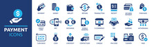 Payment Icon Set. Business And Finance Payment Collection With Money, Banking, Credit Card, Exchange, Cash And Transaction Symbol.