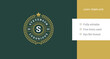 Luxury circle laurel wreath best quality authority crown vintage logo design template vector