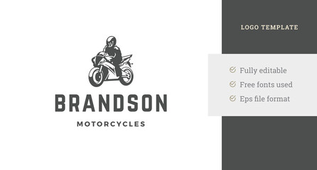 Motorcycle repair service race community transport workshop vintage logo design template vector