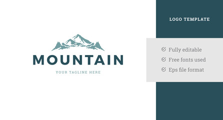 Wall Mural - Natural mountain landscape vintage logo design template vector illustration place for text