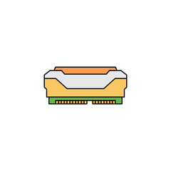 Gaming RAM icon in color, isolated on white background 