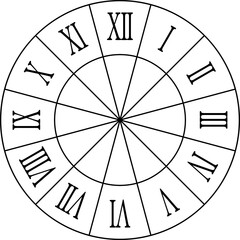 Wall Mural - black clock with roman numerals isolated on white,vector illustration